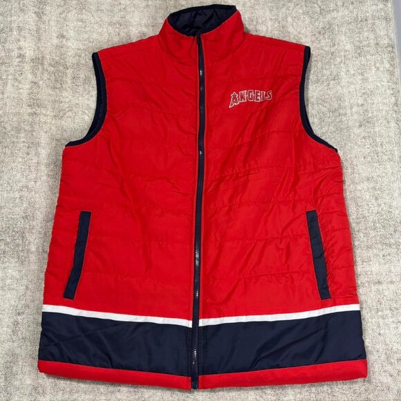 MLB Angels Red Navy Varsity Style Puffer Vest XL - Picture 1 of 7